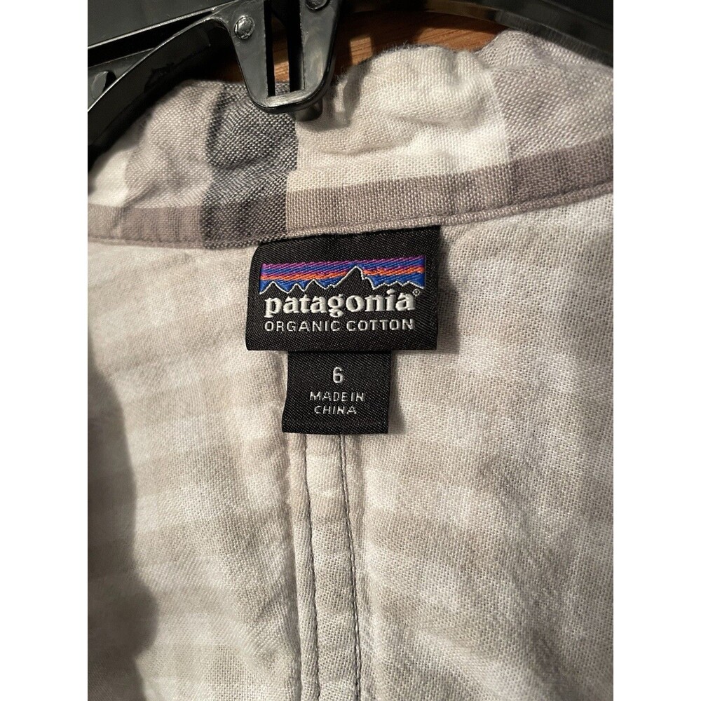 Patagonia Shirt Women’s Size 6 Black And White Checked Lined Organic Cotton L S - Picture 9 of 10